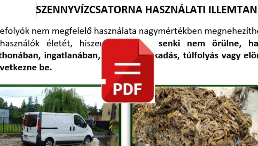 SZENNYVÍZCSATORNA HASZNÁLATI ILLEMTAN