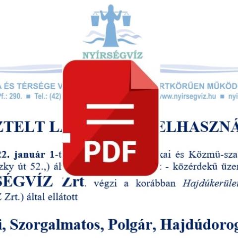 Tájákoztató új települések fogyasztói számára